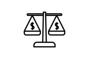 Scales  Money Icon. Icon related to Credit and Loan. suitable for web site design, app, user interfaces, printable etc. Line icon style. Simple vector design editable