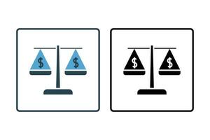 Scales  Money Icon. Icon related to Credit and Loan. suitable for web site design, app, user interfaces, printable etc. Solid icon style. Simple vector design editable