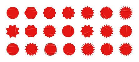 Set of red starburst with grunge retro texture vector illustration