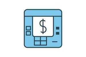 ATM Machine Icon. Icon related to Credit and Loan. suitable for web site design, app, user interfaces, printable etc. Flat line icon style. Simple vector design editable