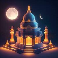 AI's Vision for Modern Hindu Temple night scene Imagery photo