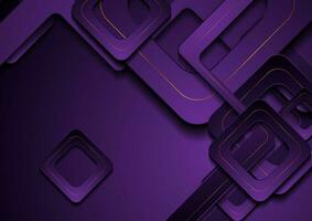 Dark violet and golden geometric background with abstract squares vector