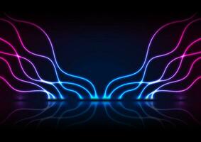 Blue purple neon wavy pattern abstract technology background vector