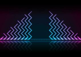 Neon zig zag lines technology abstract background vector