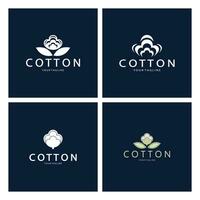 Soft natural organic cotton flower plant logo for cotton plantations, industries,business,textile,clothing and beauty,vector vector