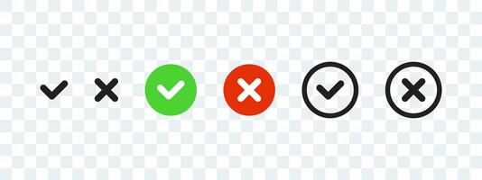 Check mark icons. Check mark signs on transparent background. Vector scalable graphics