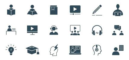 Learning Education icon set. e learning, presentation, reading, online class icon vector. vector