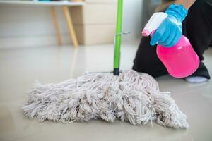 cleaning staff is cleaning room for customers who want  cleaning staff to clear room before staying in next round for cleanliness. concept of hiring Cleaner staff from the Cleaner Company photo