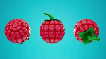 3d renderen van framboos, tropisch fruit bessen video