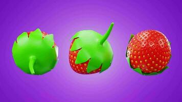 3D rendering of strawberrie, Tropical fruit berries video