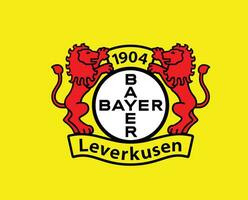 Bayer 04 Leverkusen Club Logo Symbol Football Bundesliga Germany Abstract Design Vector Illustration With Yellow Background