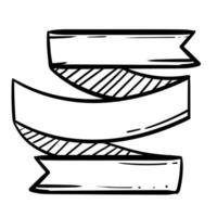 Outline hand drawn decorative ribbon flags. Empty banner for old looking design of label, text header, title, calligraphy or lettering. Useful pretty tool, illustration in doodle style. vector