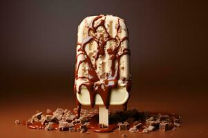 Disparo de delicioso chocolate hielo crema foto