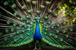 Shot of beautiful majestic peacock in nature photo