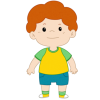 linda pequeño chico dibujos animados en pie png