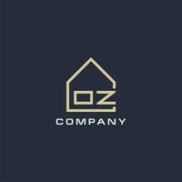 Initial letter OZ real estate logo with simple roof style design ideas vector