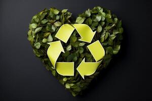 Ecosystem restoration, environment day concept tree background. Recycle icon paper cut banner with forest. Ecology project concept, illustration photo