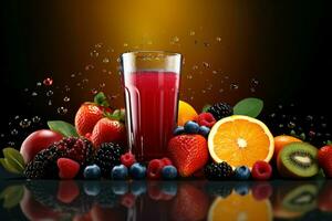 Fresh Fruits With Juice. Ai generative photo