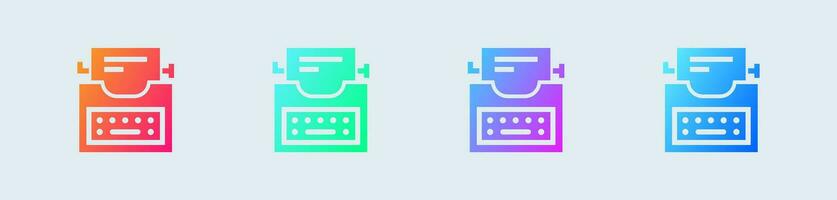 Typewriter solid icon in gradient colors. Writer signs vector illustration.