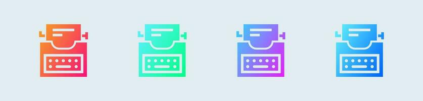 Typewriter solid icon in gradient colors. Writer signs vector illustration.