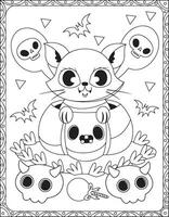 Halloween Coloring Pages,Halloween Cat Coloring pages for kids, Halloween illustration, Halloween Vector, Black and white, Cat illustration vector
