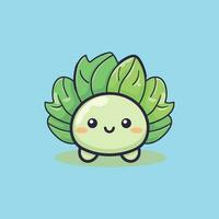 Cute cabbage character with face vector