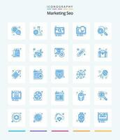 Creative Marketing Seo 25 Blue icon pack  Such As optimization. web design. engine. web. design vector