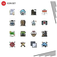 Set of 16 Modern UI Icons Symbols Signs for ship space ship document office business Editable Creative Vector Design Elements