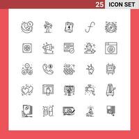 25 User Interface Line Pack of modern Signs and Symbols of bank guilder indian wedding invitation Editable Vector Design Elements