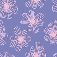 Abstract hand drawn doodle daisy flowers pattern. Simple minimalistic boho childish background. Vector illustration.
