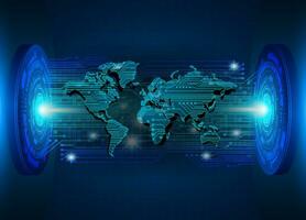Modern World Map Holographic Projector on Technology Background vector
