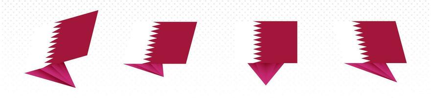 Flag of Qatar in modern abstract design, flag set. vector