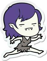 sticker of a cartoon undead vampire girl vector