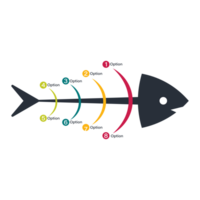diseño infográfico de peces con ranura de opción colorida. diseño de tragamonedas infográfico de peces multicolores sobre fondo blanco, elementos infográficos para el concepto de negocio. png