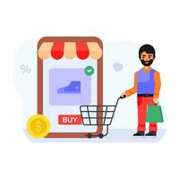 A shopping website illustration in flat design vector