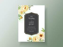 hermosa plantilla de invitación de boda floral vector