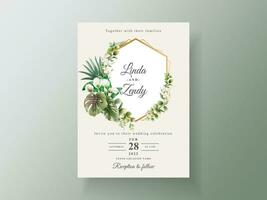 Tropical floral wedding invitation templates vector