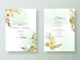 hermosa plantilla de invitación de boda floral vector