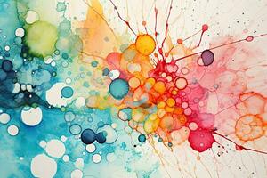 Abstract watercolor background with spots and splashes. Hand-drawn illustration. abstract background created by a mixture of dot painting and alcohol ink, AI Generated photo