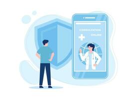 patient is having an online consultation about health with a doctor concept flat illustration vector