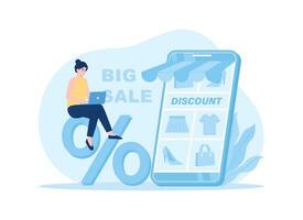 Ecommerce marketing strategy  shop discount concept flat illustration vector