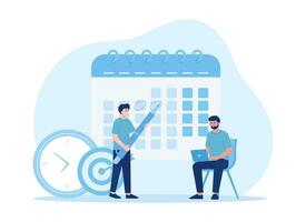 workers are working on deadline tasks concept flat illustration vector