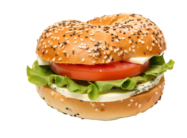 A toasted turkey bagel sandwich isolated png