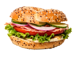 A toasted turkey bagel sandwich isolated png