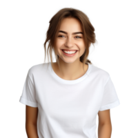 Young woman in white t-shirt. isolated png