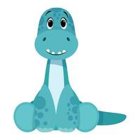 Cute blue smiling dinosaur character vector