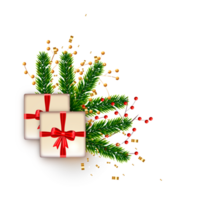 christmas corner  decoration with christmas ball,pine branch and snow flex png