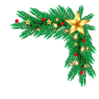 Weihnachten Ecke Dekoration mit Weihnachten Kugel, Kiefer Ast und Schnee biegen png