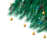 Natal canto decoração com Natal bola, pinho ramo e neve flex png