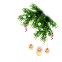 Natale angolo decorazione con Natale palla, pino ramo e neve flettere png
